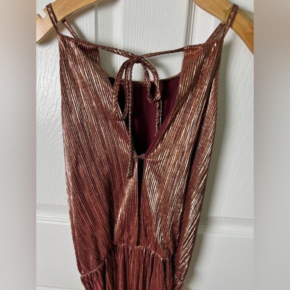 New York & Company Rose Gold Halter Midi Dress M - Picture 6 of 10